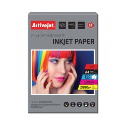 Activejet AP4-125M100 matte photo paper for ink printers; A4; 100 pcs