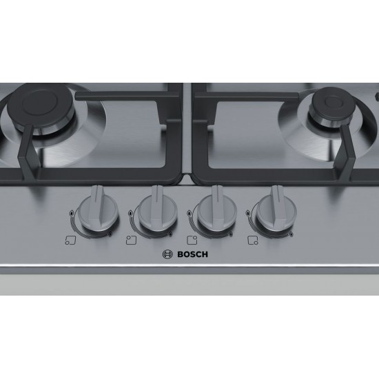 Bosch Serie 4 PGH6B5B90 hob Stainless steel Built-in Gas 4 zone(s)