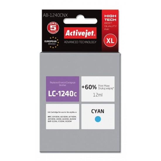 Activejet AB-1240CNX ink (replacement for Brother LC1220Bk/LC1240Bk; Supreme; 12 ml; cyan)