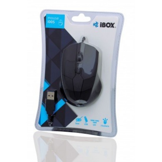 iBox i005 mouse Ambidextrous USB Type-A Laser 1600 DPI