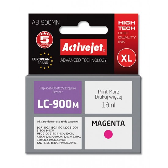 Activejet AB-900MN Ink (replacement for Brother LC900M; Supreme; 17.5 ml; magenta)